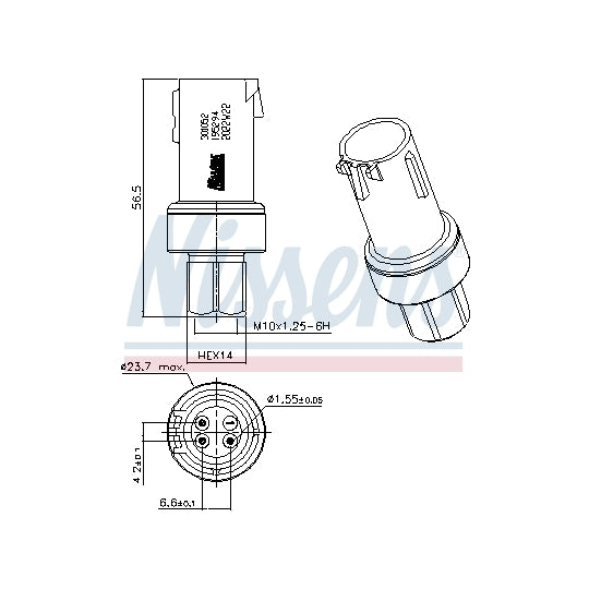 Nissens Pressure Switch, air conditioning to suit Ford, Aston Martin