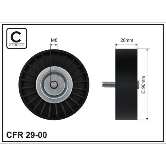 Caffaro Deflection/Guide Pulley, v-ribbed belt to suit Mercedes-Benz