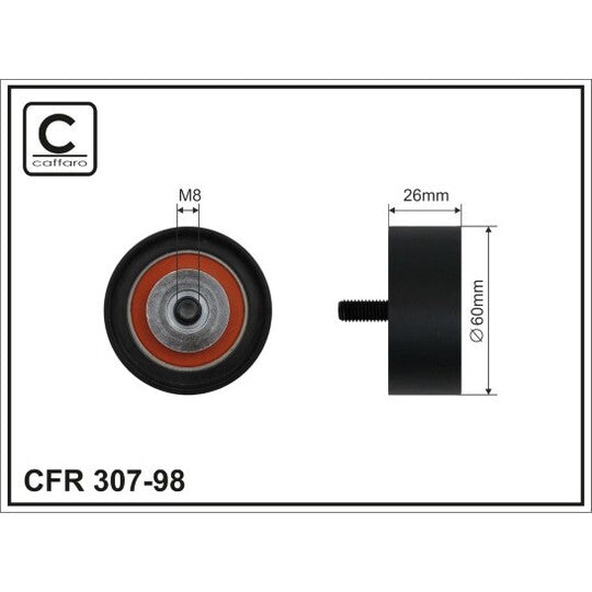 Caffaro Deflection/Guide Pulley, v-ribbed belt to suit Renault, Opel, Vauxhall