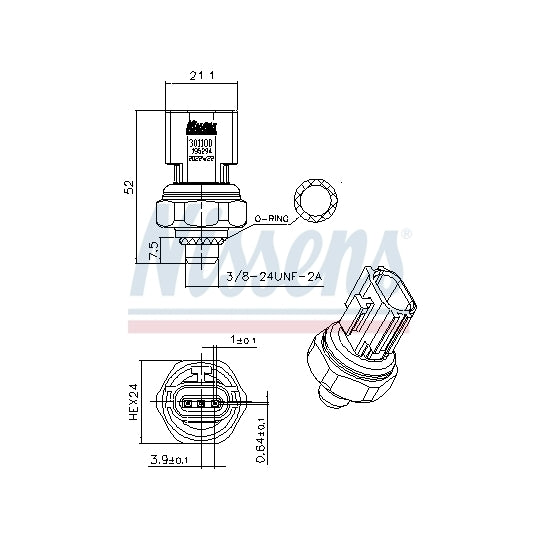 Nissens Pressure Switch, air conditioning to suit Mazda, Nissan, Renault