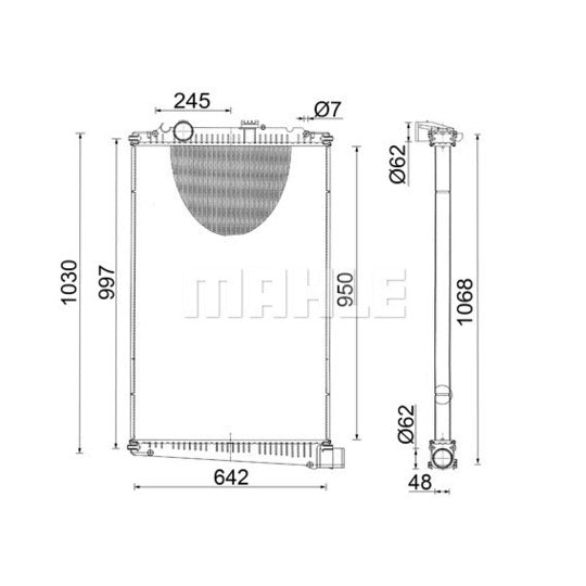 Mahle Radiator, engine cooling to suit Daf