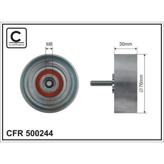 Caffaro Deflection/Guide Pulley, v-ribbed belt to suit Ford