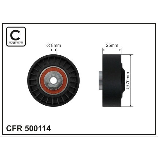 Caffaro Deflection/Guide Pulley, v-ribbed belt to suit Mercedes-Benz