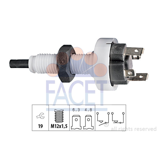 Facet 7.1049 Brake Light Switch to suit Fiat, Alfa Romeo