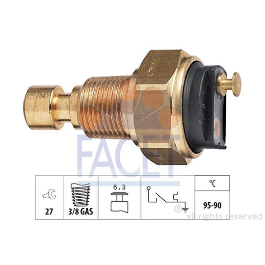 Facet 7.5037 Temperature Switch, radiator fan to suit Fiat, Daihatsu
