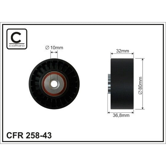 Caffaro Deflection/Guide Pulley, v-ribbed belt to suit Mercedes-Benz