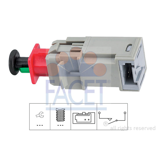 Facet 7.1207 Switch, clutch control (cruise control) to suit Fiat, Suzuki, Opel