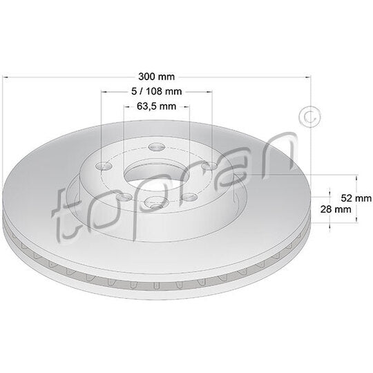 Topran Brake disk to suit Ford, Land Rover, Volvo
