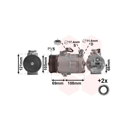 Van Wezel Compressor, air conditioning to suit Opel