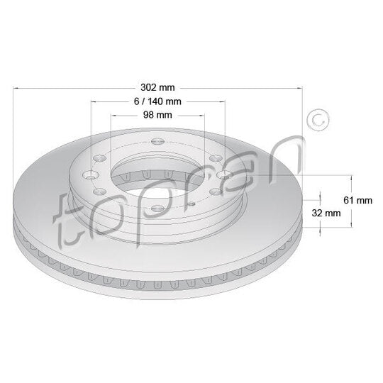 Topran Brake Disc to suit Ford, Mazda