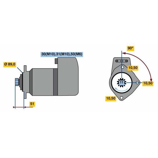 Bosch Starter to suit Liebherr