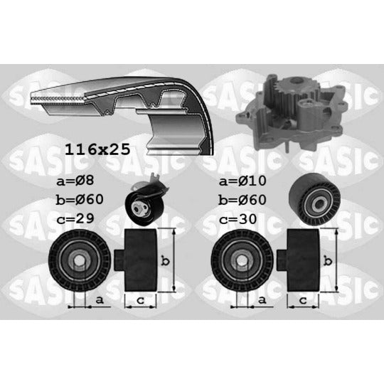 Sasic Water Pump & Timing Belt Set to suit Peugeot, Citroën, Opel