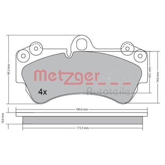 Metzger Brake Pad Set, disc brake to suit VW, Porsche