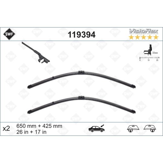 Swf Wiper Blade to suit Ford, Peugeot