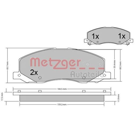 Metzger Brake Pad Set, disc brake to suit Opel