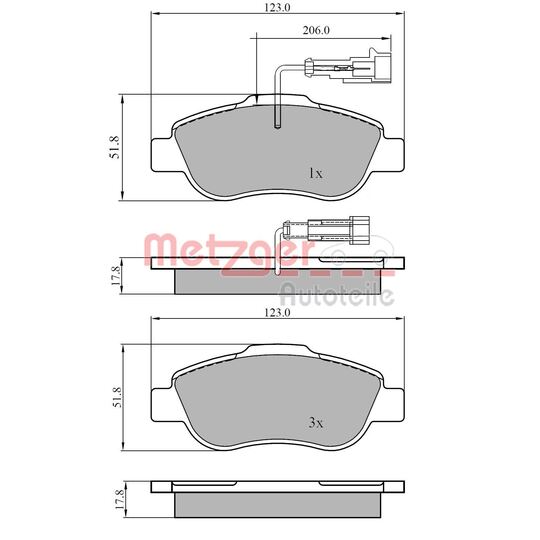 Metzger Brake Pad Set, disc brake to suit Ford