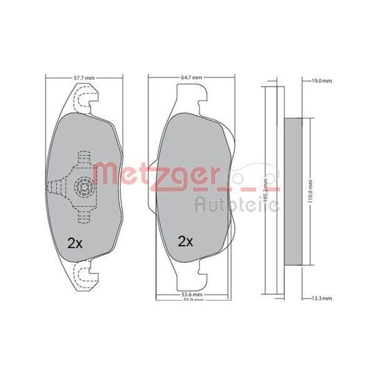 Metzger Brake Pad Set, disc brake to suit Peugeot, Citroën