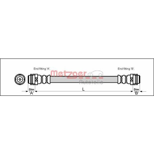 Metzger Brake Hose to suit VAG
