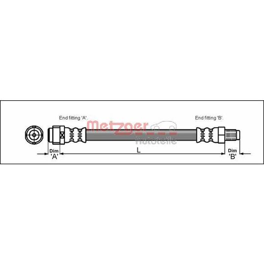 Metzger Brake Hose to suit Mercedes-Benz