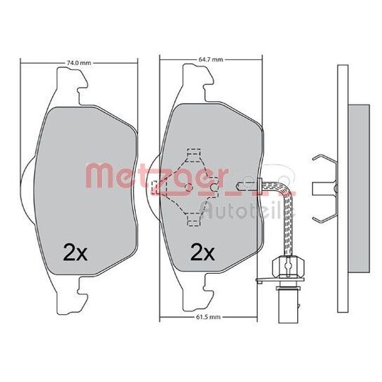 Metzger Brake Pad Set, disc brake to suit VAG
