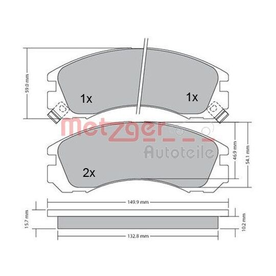 Metzger Brake Pad Set, disc brake to suit Mitsubishi