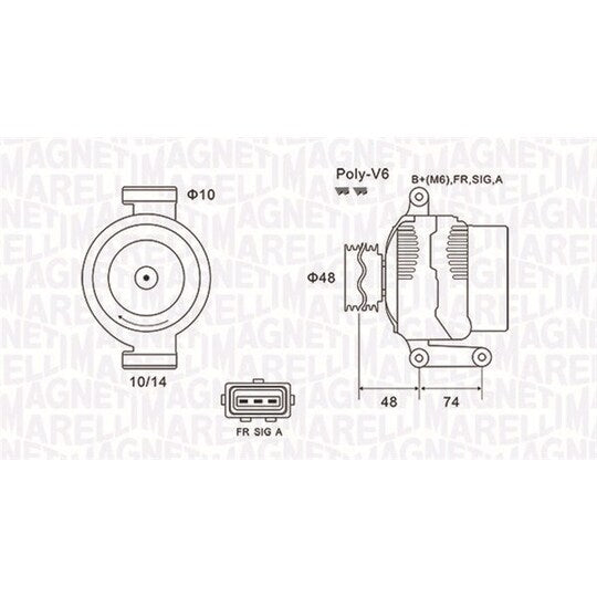 Magneti Marelli Alternator to suit Ford