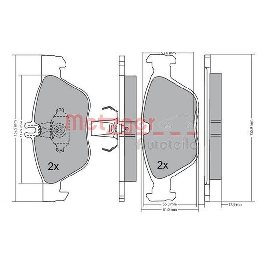 Metzger Brake Pad Set, disc brake to suit Mercedes-Benz, Chrysler