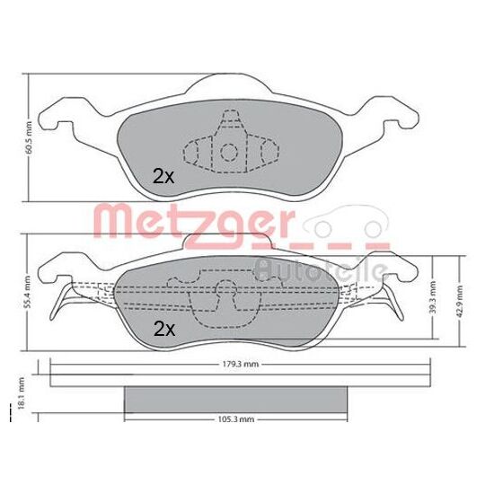 Metzger Brake Pad Set, disc brake to suit Ford