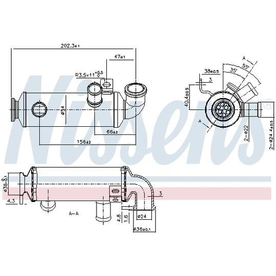 Nissens Cooler, exhaust gas recirculation to suit Ford, Peugeot