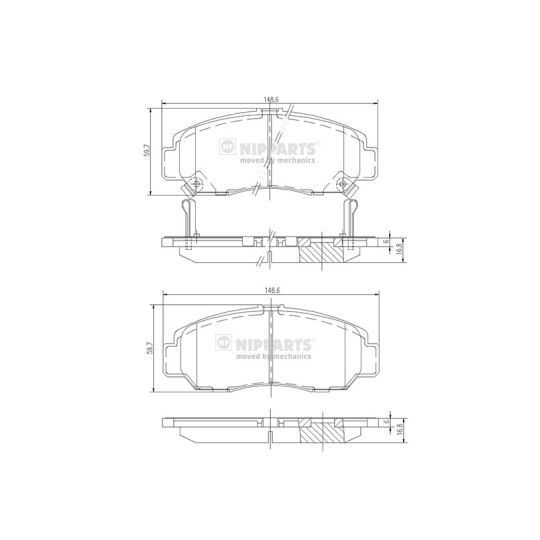 Nipparts Brake Pad Set, disc brake to suit Honda