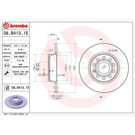 Brembo Brake Set, disc brake to suit Audi, VW