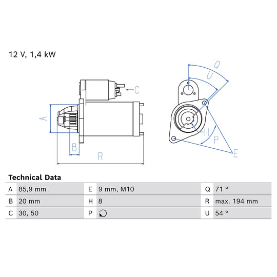 Bosch Starter to suit Ford