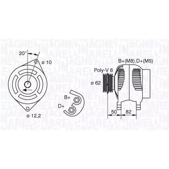 Magneti Marelli Alternator to suit Fiat, Citroën/Peugeot