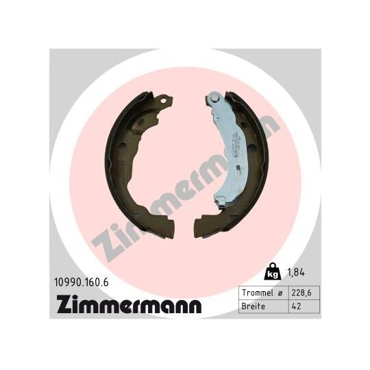Zimmermann Brake Shoe Set, parking brake to suit Mitsubishi, Mercedes-Benz, Nissan