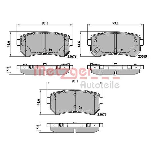 Metzger Brake Pad Set, disc brake to suit Hyundai, Kia
