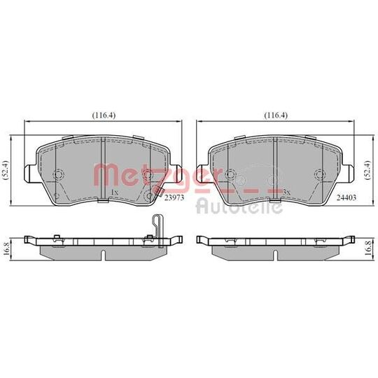 Metzger Brake Pad Set, disc brake to suit Suzuki, Opel