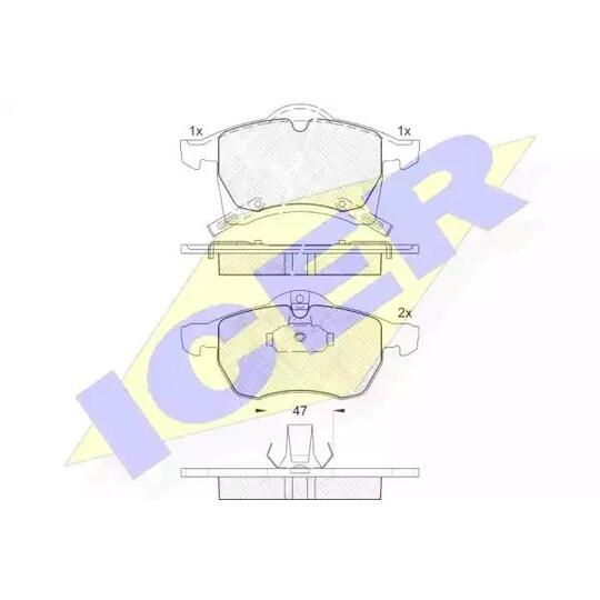 Icer Brake Pad Set, disc brake to suit Opel, Vauxhall