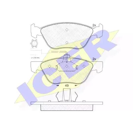 Icer Brake Pad Set, disc brake to suit Fiat, Alfa Romeo, Lancia