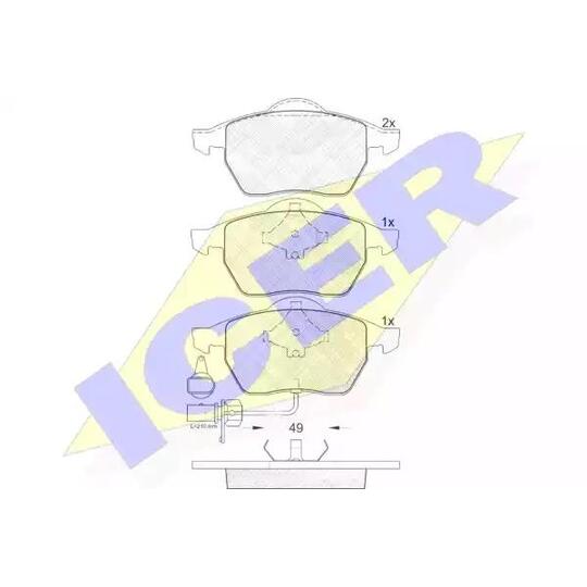 Icer Brake Pad Set, disc brake to suit Ford, VW, Seat