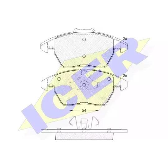 Icer Brake Pad Set, disc brake to suit Peugeot, Citroën