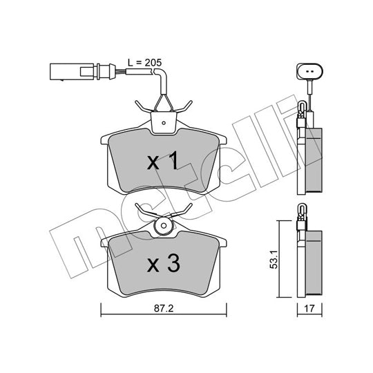 Metelli Brake Pad Set, disc brake to suit Ford, VW, Seat