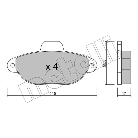 Metelli Brake Pad Set, disc brake to suit Fiat, Lancia