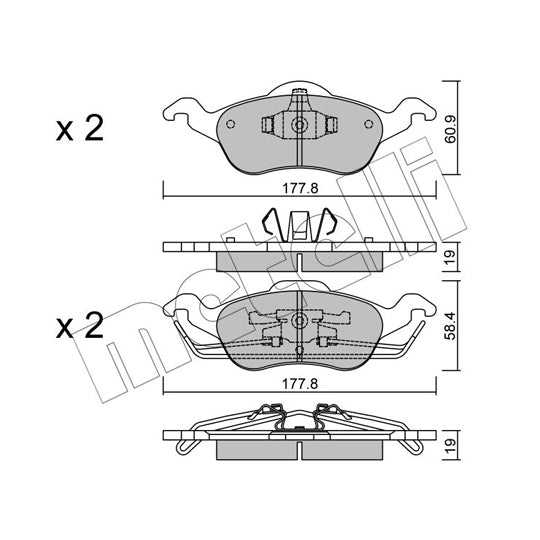 Metelli Brake Pad Set, disc brake to suit Ford, Renault