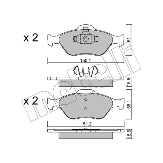 Metelli Brake Pad Set, disc brake to suit Ford, Mazda