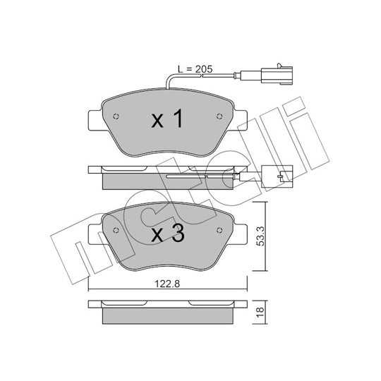Metelli Brake Pad Set, disc brake to suit Peugeot, Citroën, Fiat
