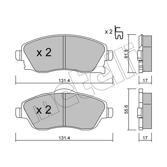 Metelli Brake Pad Set, disc brake to suit Opel, Vauxhall