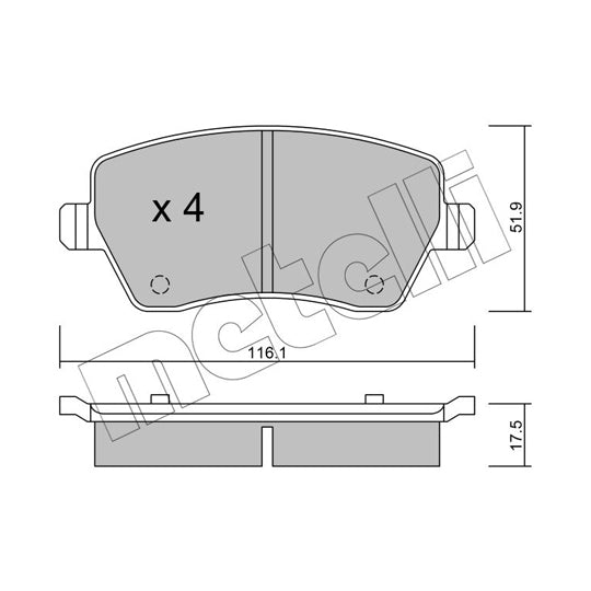 Metelli Brake Pad Set, disc brake to suit Nissan, Renault, Renault Trucks