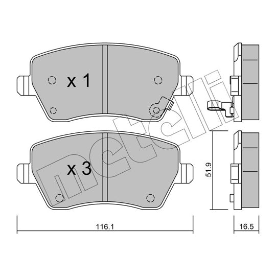 Metelli Brake Pad Set, disc brake to suit Suzuki, Opel, Vauxhall