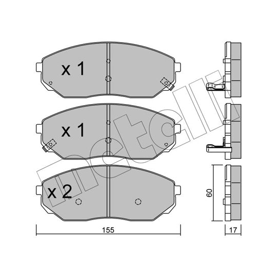 Metelli Brake Pad Set, disc brake to suit Kia