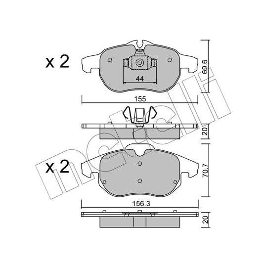 Metelli Brake Pad Set, disc brake to suit Fiat, Opel, Vauxhall